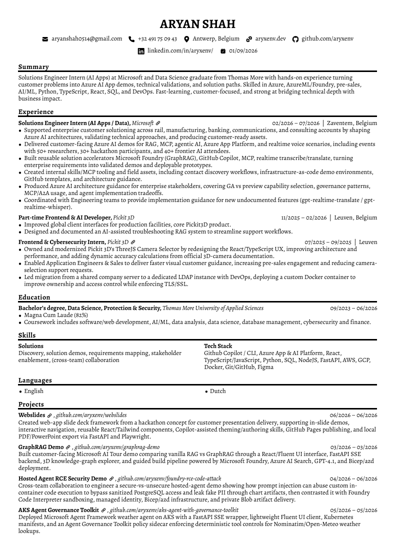 Aryan Shah CV